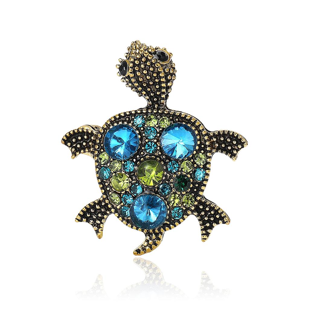 Fashion Retro Alloy Rhinestone Little Turtle Brooch Creative Personality Men'S And Women'S Clothing Corsage Jewelry Pin