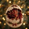 Holiday Gift for Dragon Lovers Baby And Egg Christmas Ornament, 2D Flat Acrylic Tree Hanging Novelty Pendant Decoration, Fantasy Xmas Tree, Home Party