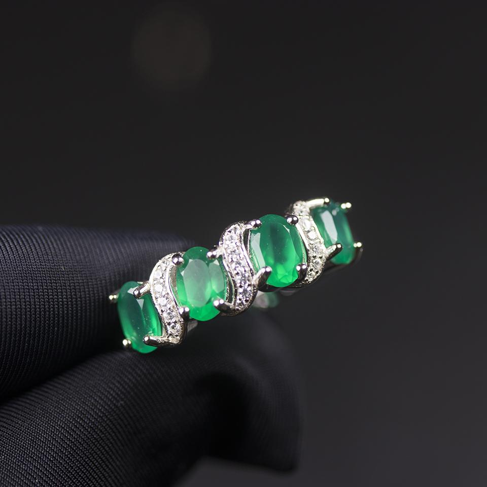 925 Sterling Silver Natural Agate Jewelry Sets Kits Clasp Earrings Elegant Ring 6*4mm Gemstone for Woman Wedding Gift New