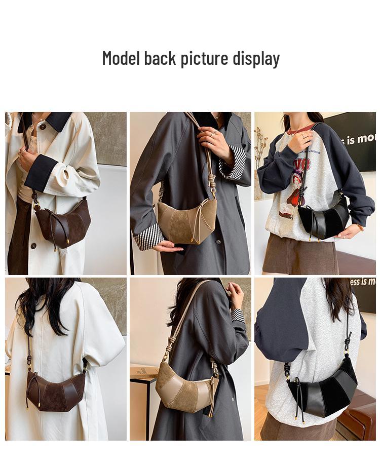 Ретро Матовая Женская Сумка Кроссбоди Круассан - Новая Мода 2025 Повседневная Нишевая Сумка на Плечо