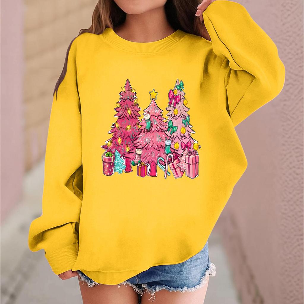 Children's Fashionable Casual Long-sleeved Loose Christmas Print Pullover Sweatshirt