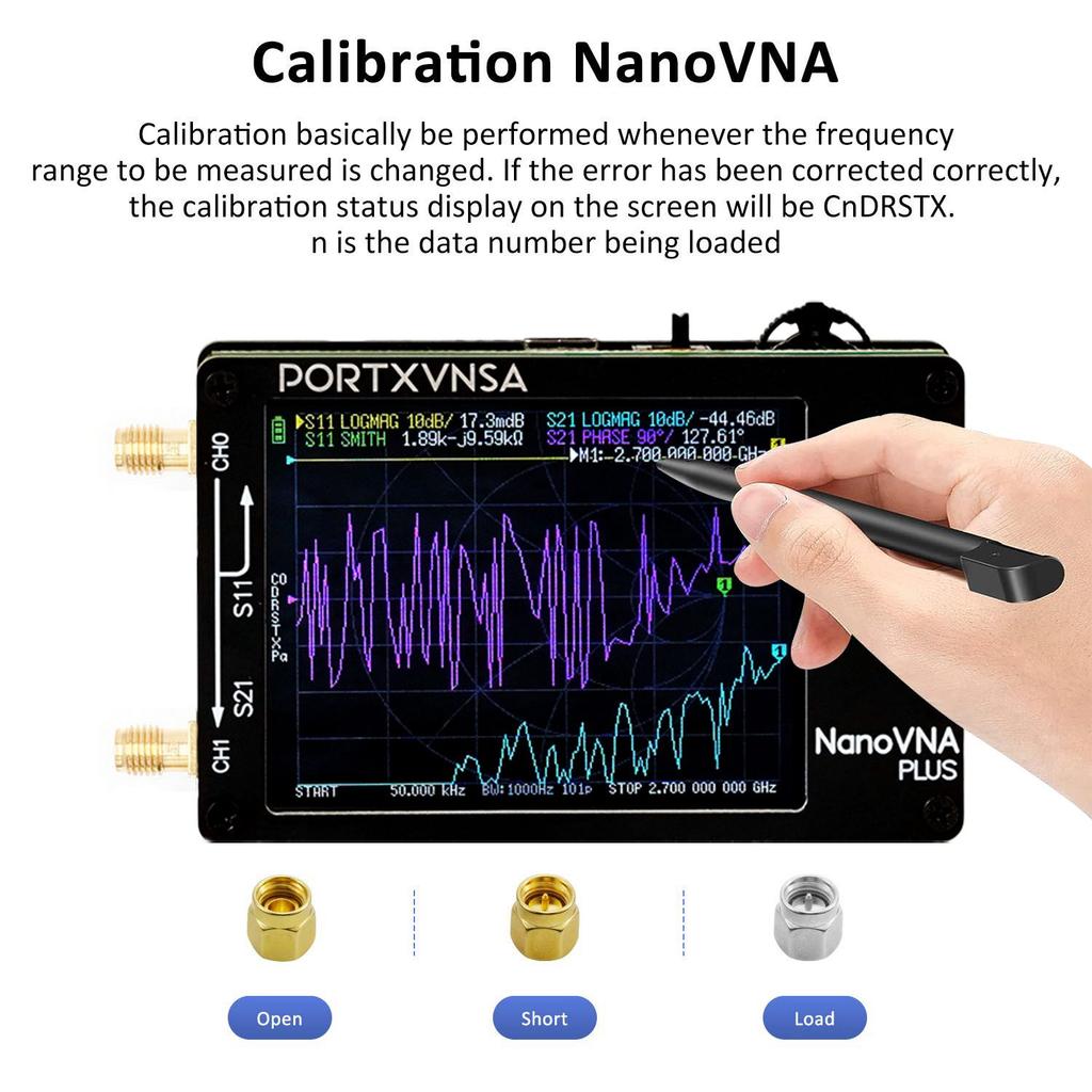 Новый обновленный NanoVNA 50 кГц - 2,7 ГГц Векторный анализатор антенной сети 2,8-дюймовый дисплей Измерение Коротких волн MF HF VHF UHF SSB Балун