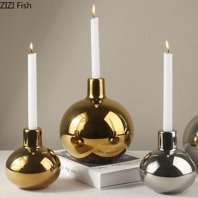 Золотой/Серебряный Подсвечник Круглый Керамический Подсвечник Настольное Украшение Романтический Канделябр Аромалампа Diffuser