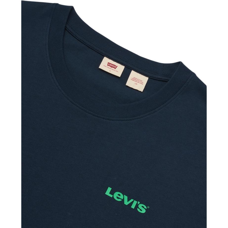 Levis Удобная Свободная Футболка с Принтом Букв Повседневная с Круглым Вырезом и Коротким Рукавом Мужские Футболки Темно-Синяя 002XG-0001