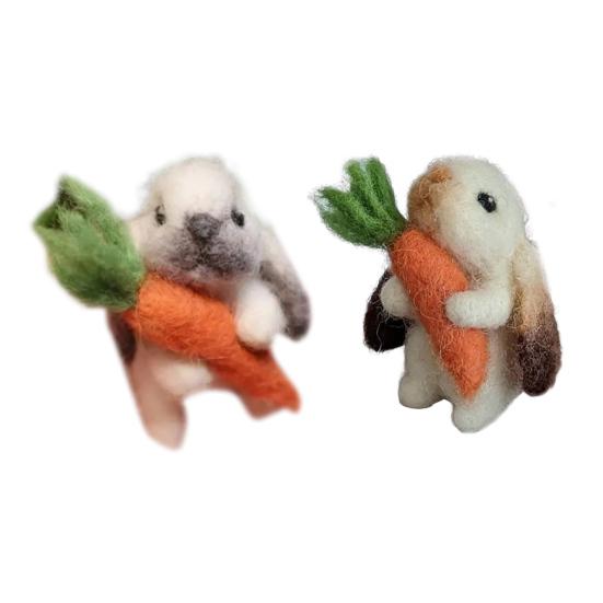 1 шт/2 шт войлочный вислоухий кролик с морковкой мини игольчатый валяный плюшевый кролик ручной работы из войлока животное для пасхального украшения