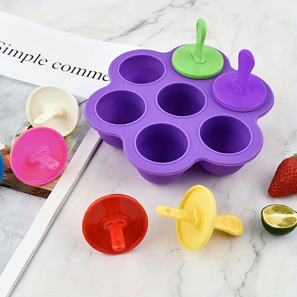 Форма для эскимо с 7 отверстиями, силиконовая форма для кубиков льда с крышкой для домашнего DIY