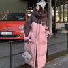 Over The Knee Puffer Jacket Patchwork Parkas Hooded Cotton-padded Jacket Winter Women Clothing Warm Thickened Windproof Coats