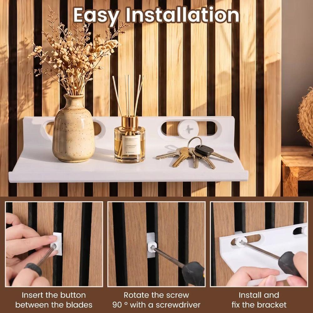Damage-Free Slat Wall Shelf No Drill Acoustic Panel Holder Floating Shelf Storage Rack