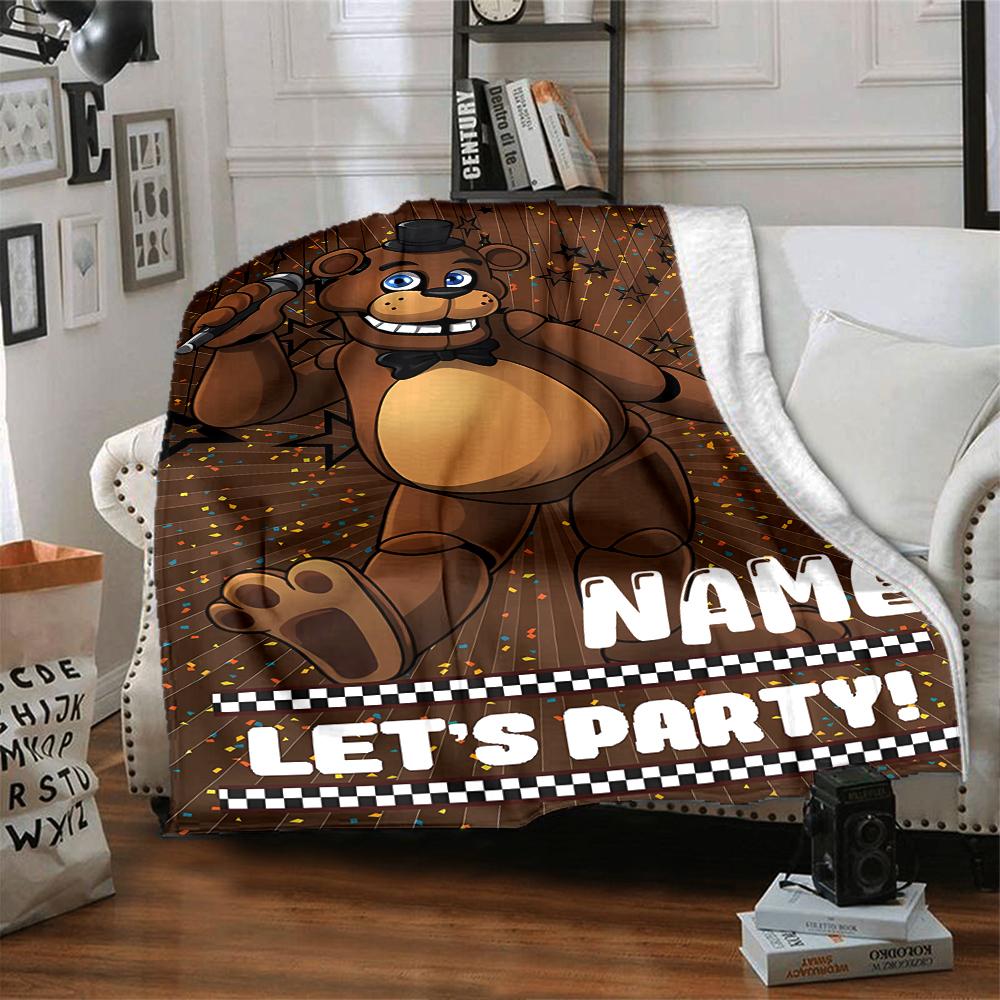 Custom Name Five Nights Freddy'S Party Blanket For Couch Bed Plush Cozy Fuzzy Blanket Super Soft Warm Blankets For Fall And Winter 0916217