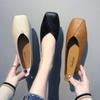 Women Flats Leather Shoes Square Head Slip-on Breathable Soft Sole Cozy Loafers Female Daily Commute Simple Shoes Korean Version
