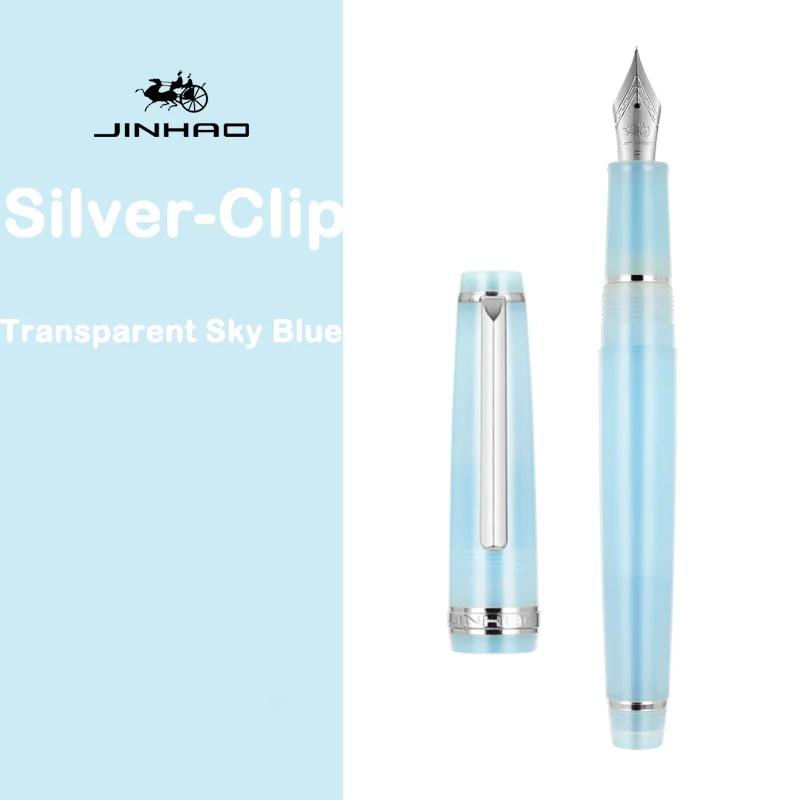 JINHAO 82 Перьевая ручка Золотая отделка Акриловый корпус Серебряный зажим для письма Каллиграфии Подписи Школьные Офисные принадлежности Канцелярские товары