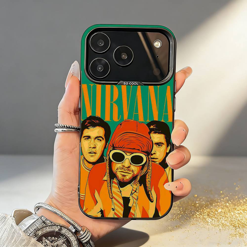 N-Nirvana Rock Band L-Lamentably Phone Case For iPhone17 16 15 14 13 12 Pro Max Grey Black Matte Laser Metallic Aurora Funda