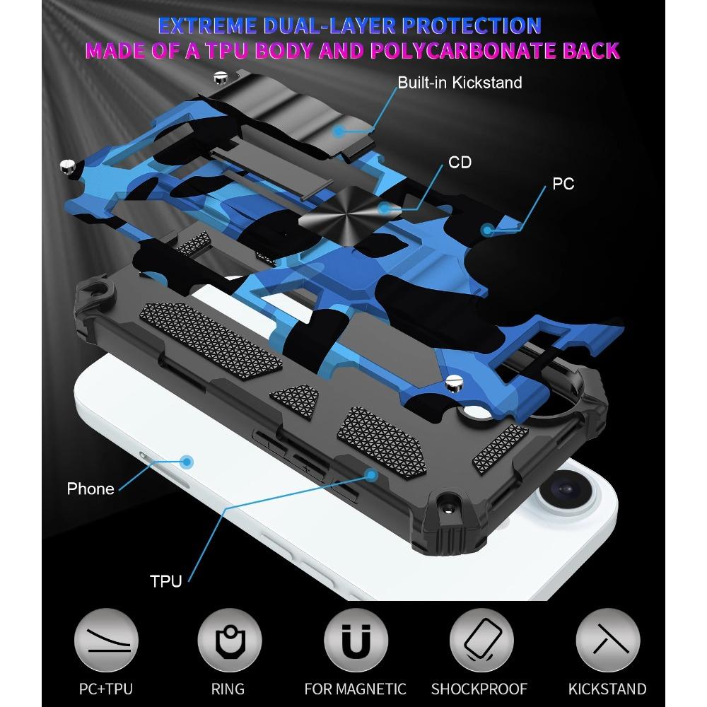 Гибридный прочный камуфляжный защитный чехол-держатель для iPhone 16 Pro Max 15 14 13 Plus Mini Kickstand Otter Case Box Stand Military Bumper Kickstand Case
