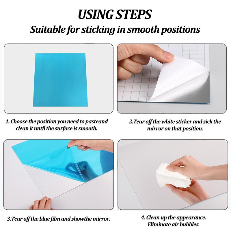 4/8/16 шт. Самоклеящееся акриловое зеркало Зеркало для ванной комнаты и душа для макияжа Зеркало против запотевания Домашнее DIY украшение Плитка Зеркало для бритья Наклейка