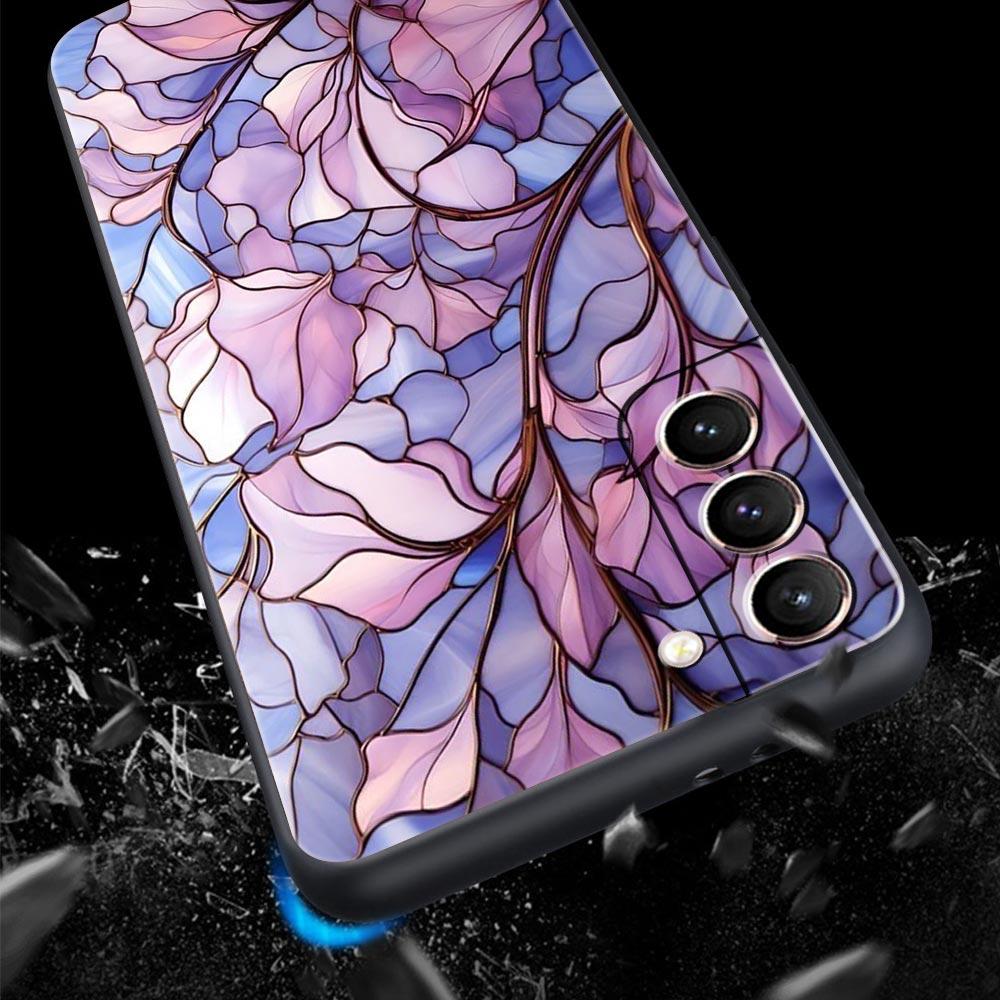 Модный Чехол Для Телефона С Цветочным Узором Для Samsung Galaxy S26 Ultra S25 Plus S24 FE S23 S22 5G S21 S20 Черный Мягкий