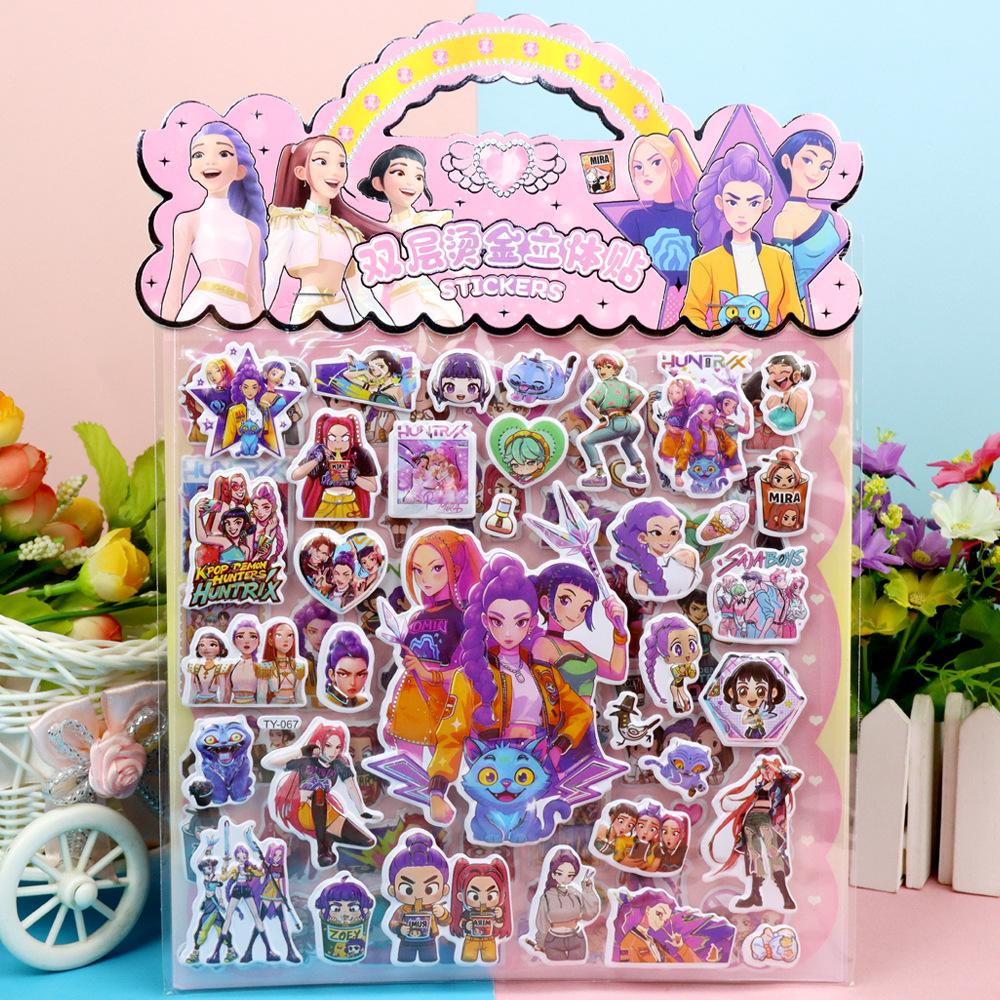 New Children's 3D Cartoon Stickers Rumi Mira Demon Hunter Creative DIY Double Layer Children's Decorative Toys Gifts