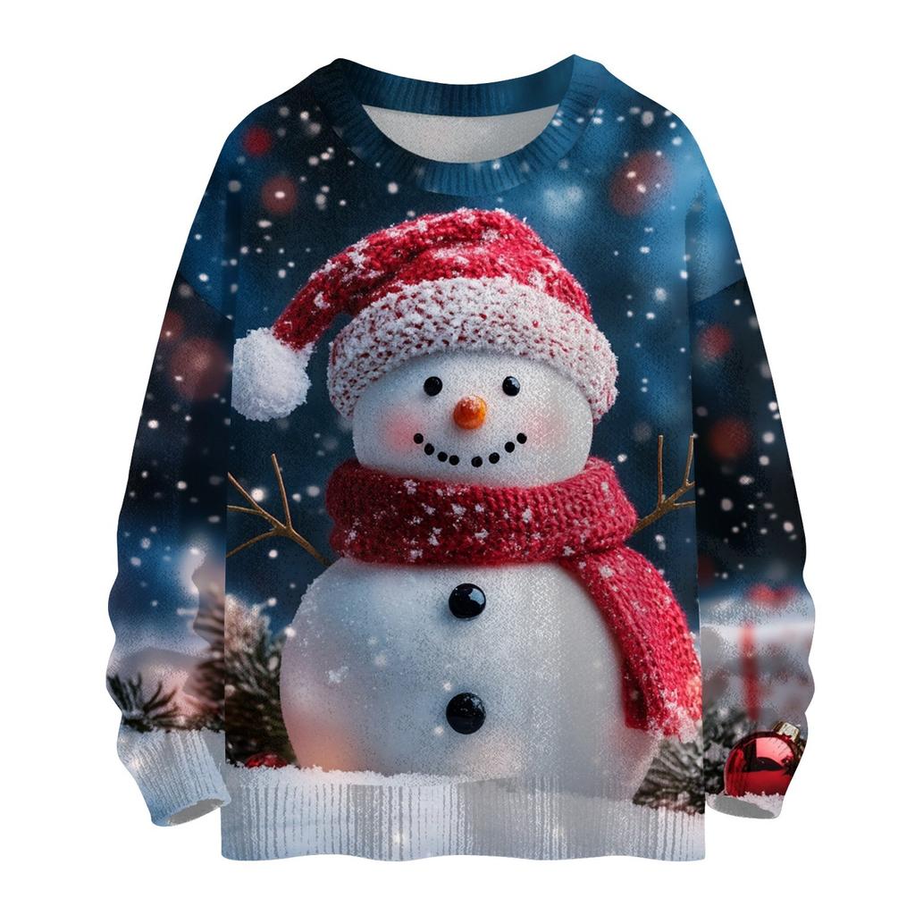 Рождественские толстовки для детей, вязаные свитера для мальчиков и девочек, симпатичные рубашки, осенние свитера с круглым вырезом, топы