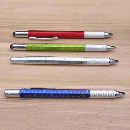 6 в 1 многофункциональная шариковая ручка стилус пузырьковый уровень линейка отвертка инструмент