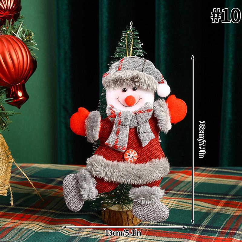 Christmas Tree Decoration Set Plush Girl Christmas Golden Ornaments Angel Xmas Party Keychain Santa Claus Snowman Hanging Decor