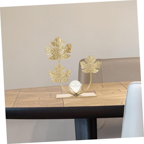 Spring Festival Festival Figure Home Decor Wrought Iron Leaves Statue Metal Crystal