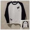 25SS Cross Chrome Hoof Санскритный Принт Черно-белая Футболка с Длинным Рукавом Реглан