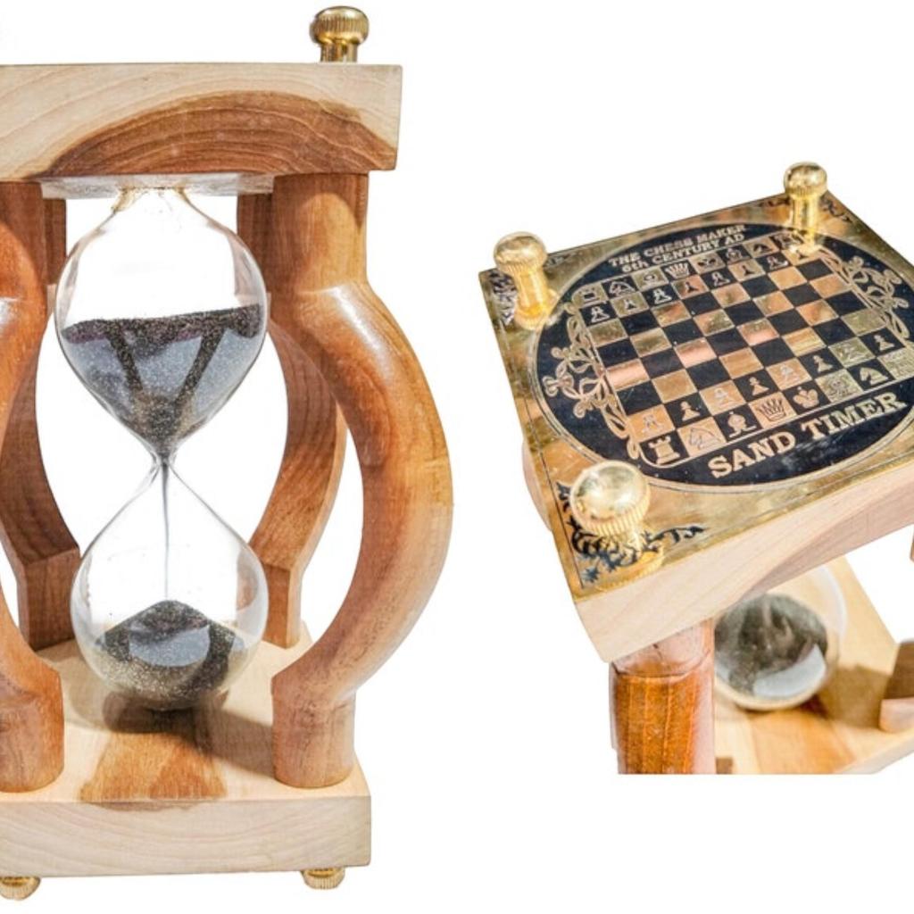 Personalized 10 Min Wooden Sand Timer Hourglass Timer with Chess(Square Base, Gray)- Wooden Home & Office Decoration, Christmas Decor