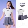Women's Quick-Dry Pleated A-line Skirt Swimsuit Two-Piece Shorts - Conservative High-End Beachwear