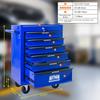 Mobile metal tool cabinet with 6 drawers, 508 mm (20 inch), ball-bearing drawer slides, organizing steel tool box – black-blue
