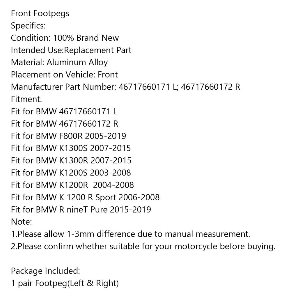 Передние подножки для BMW F800R K1300S K1300R K1200S K1200R R nineT Pure