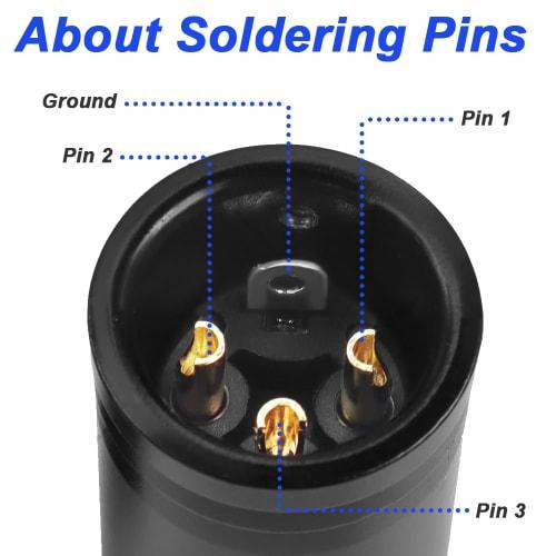Xiatiaosann XLR Microphone Solder Adapter, Gold-Plated Adjustable Right Angled 90 Degree 3-Pin XLR Male & Female Solder Audio Plug Connector for DIY X