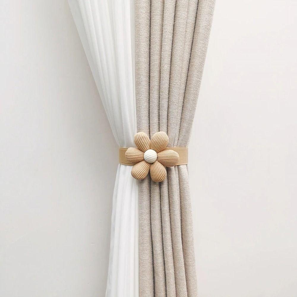 Flower Shape Curtain Elastic Buckle Strap Magnetic Buckle Window Curtain Buckles Home Decor