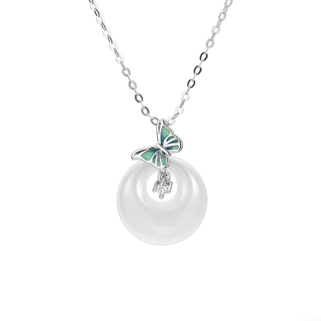 925 стерлингового серебра халцедон бабочка циркон ожерелье женское высокое чувство универсальный пряжка безопасности ювелирные изделия мода