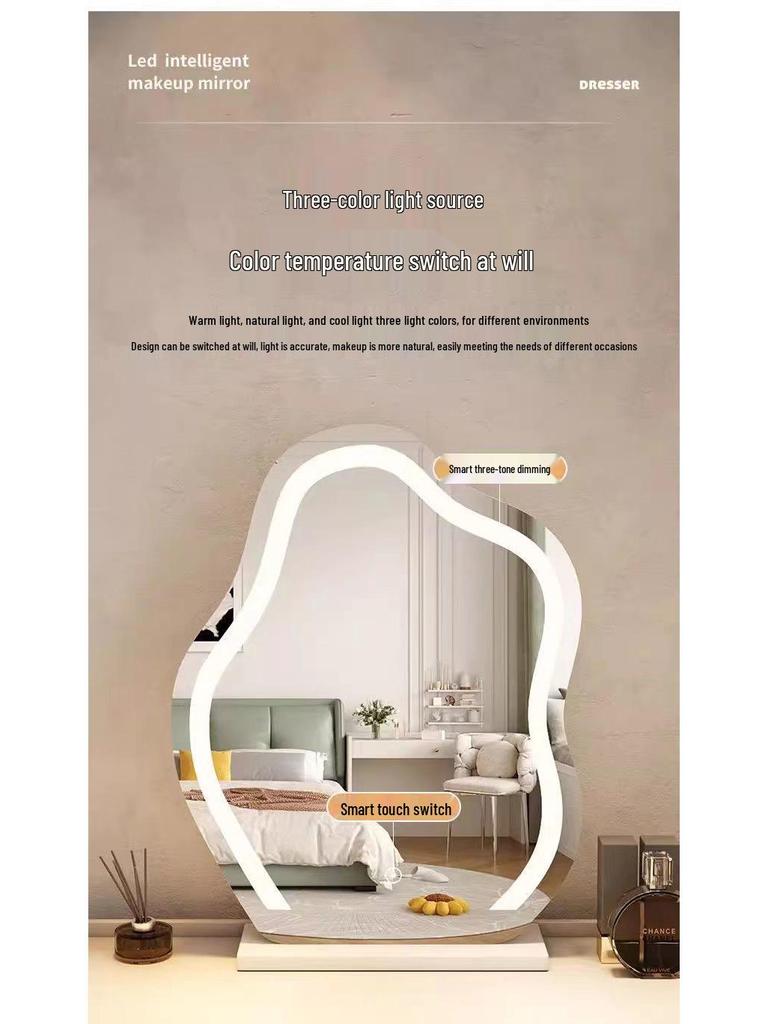 2024 Умное облачное зеркало для макияжа с подсветкой: Стильное настольное косметическое зеркало