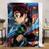 A character wielding a sword surrounded by swirling flames and water. for all seasons blanket lunch break throw gift
