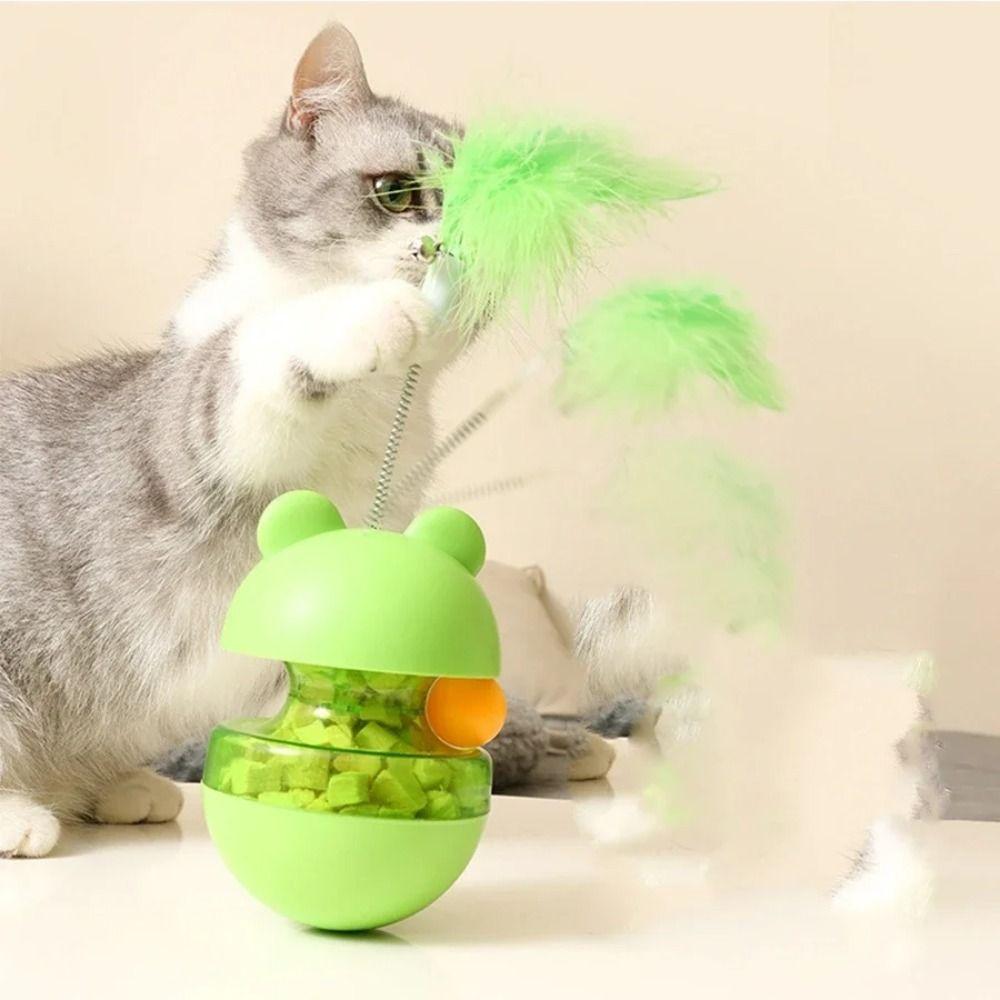 Лягушка Диспенсер лакомств для кошек Мяч 3 в 1 Игрушка-головоломка для еды Мультяшные игрушки-тизеры для еды с отверстиями Товары для питомцев