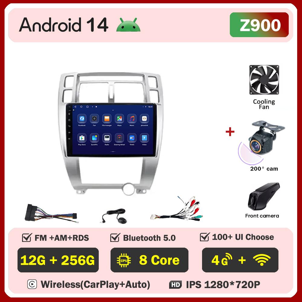 Автомагнитола Android 14 для Hyundai Tucson 1 2004 Carplay Auto Экран Беспроводной Android Auto Интеллектуальные Автомобильные Системы 5G Wi-Fi