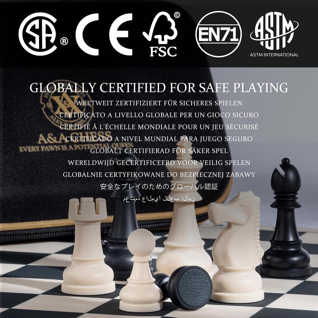 Дорожный шахматный набор x Складная силиконовая шахматная доска Высота короля Пластиковые фигуры Стаунтона Сумка для хранения A&A / 15" 15" / 3.25" /