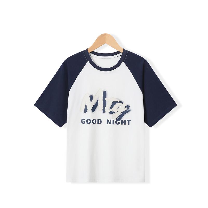 Montagut Girls' Summer Color-Block Raglan Sleeve Printed T-Shirt