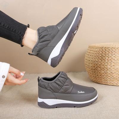 Флисовые сноубутсы женские водонепроницаемые хлопковые ботинки для пожилых людей с мягкой подошвой, сноубутсы для среднего и пожилого возраста, домашние, на одной педали, женская обувь