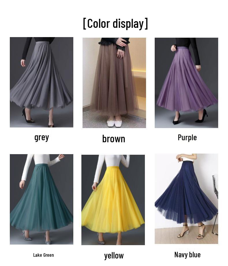 Women's 720° High Waist Pleated A-line Skirt - Mid-length, Mesh, Versatile for Dance or Casual Wear