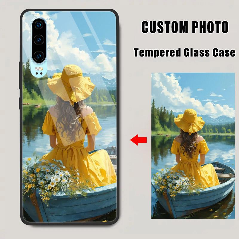 Защитный чехол из закаленного стекла на заказ для Huawei Pura 80 P70 P60 P50 P40 P30 Pro Lite Mate 60 50 40 Nova12 11 Персонализация Фото DIY Чехол