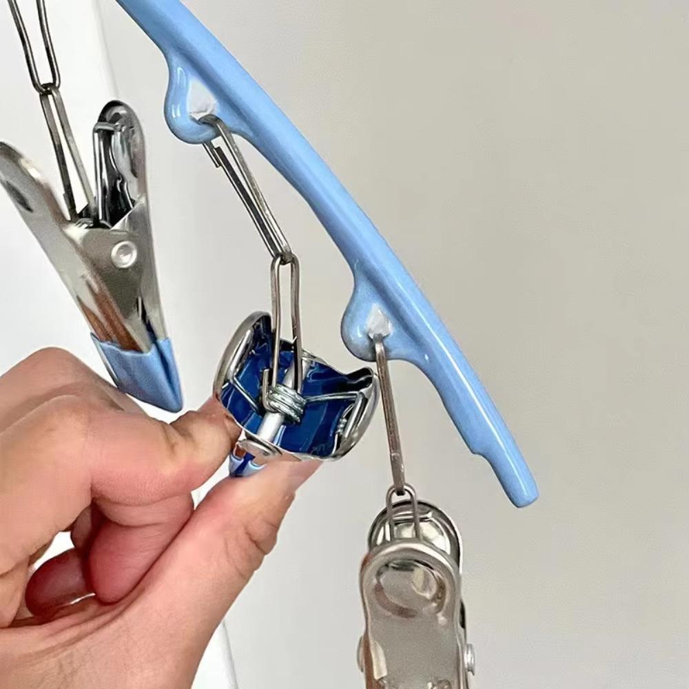 Windproof Curved Hanger With 10 Hold Clips Closet Organizer Yoga Pants Hanger for Clothing Store