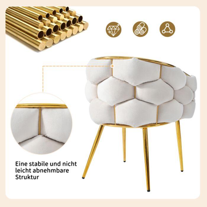 Table De Salle À Manger - MUVOE - 140 X 80 Cm - 6 Chaises - Beige - Moderne Avec Pieds En Marbre