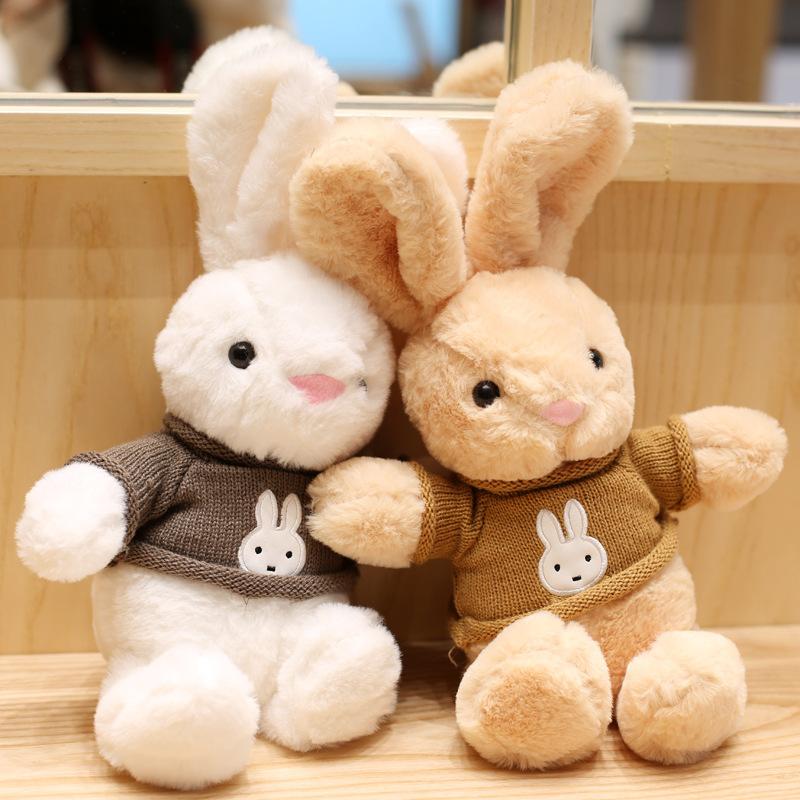 Cute Bunny Plush Toy Soft Stuffed Rabbit Doll Soothing Companion Birthday Gift for Girlfriend