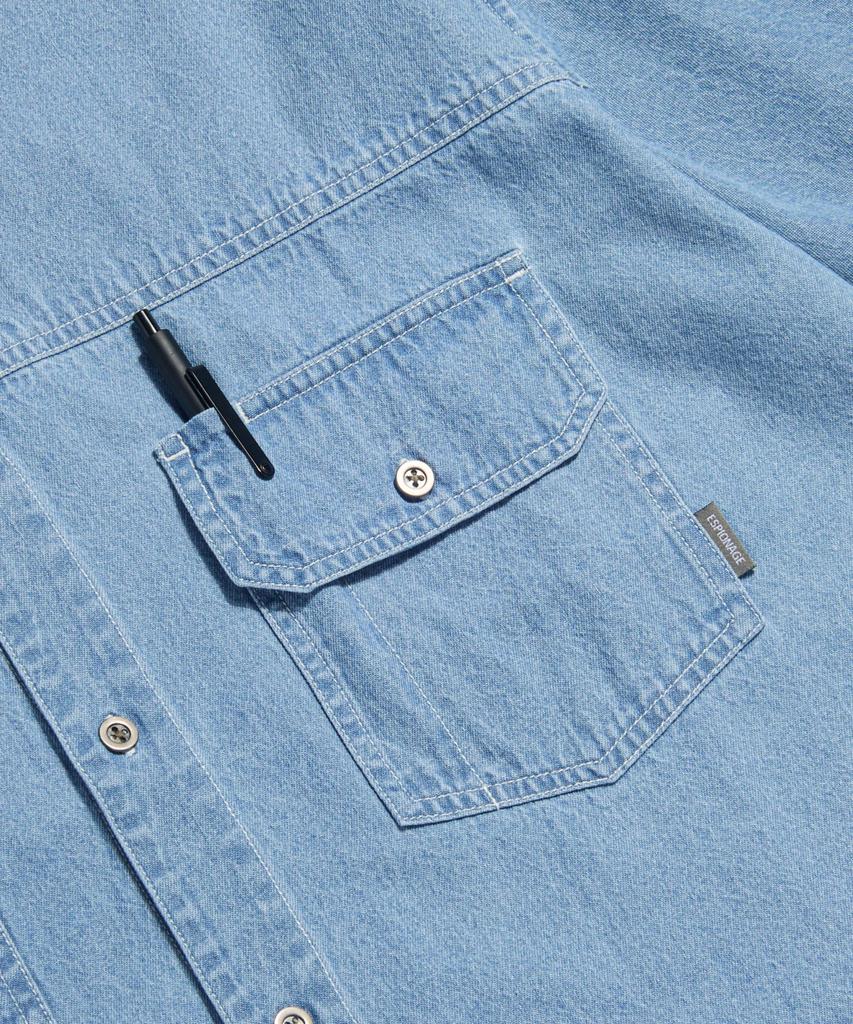 ESPIONAGE Denim Trucker S/S Shirt Light Indigo