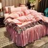 Yutong High-End Light Lluxury Collection Art European Lace Bedclothes 4-piece (Quilt Cover *1 Bed Skirt *1 Pillowcase *2)