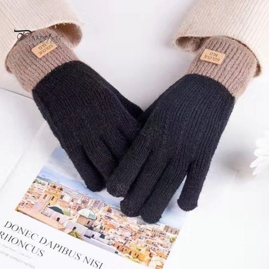 1 пара зимних перчаток унисекс, вязаные толстые теплые цвета соответствующего цвета, противоскользящие эластичные, мягкие, теплые, плюшевые перчатки для езды на велосипеде с сенсорным экраном