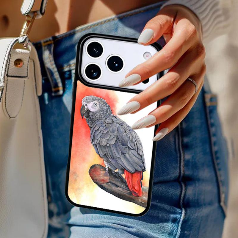 Чехол для телефона с африканским серым попугаем Для iPhone 17 Air 14 15 13 12 Max Чехол Для Apple 14 15 16 16e 11 Pro Max Plus Coque
