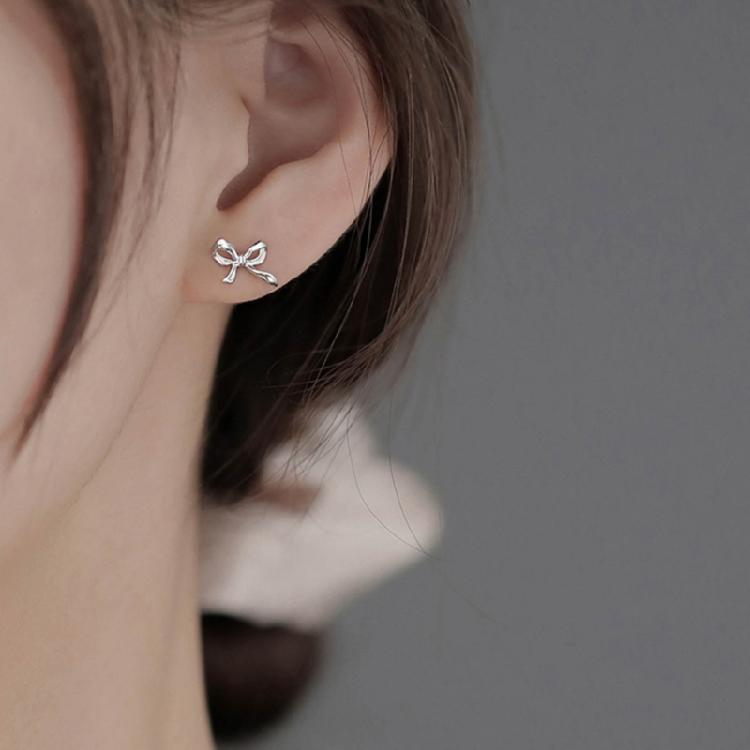 Модные Серьги-Банты из Ленты для Женщин Девушек Корейские Серьги-Гвоздики с Бантиком Свадебные