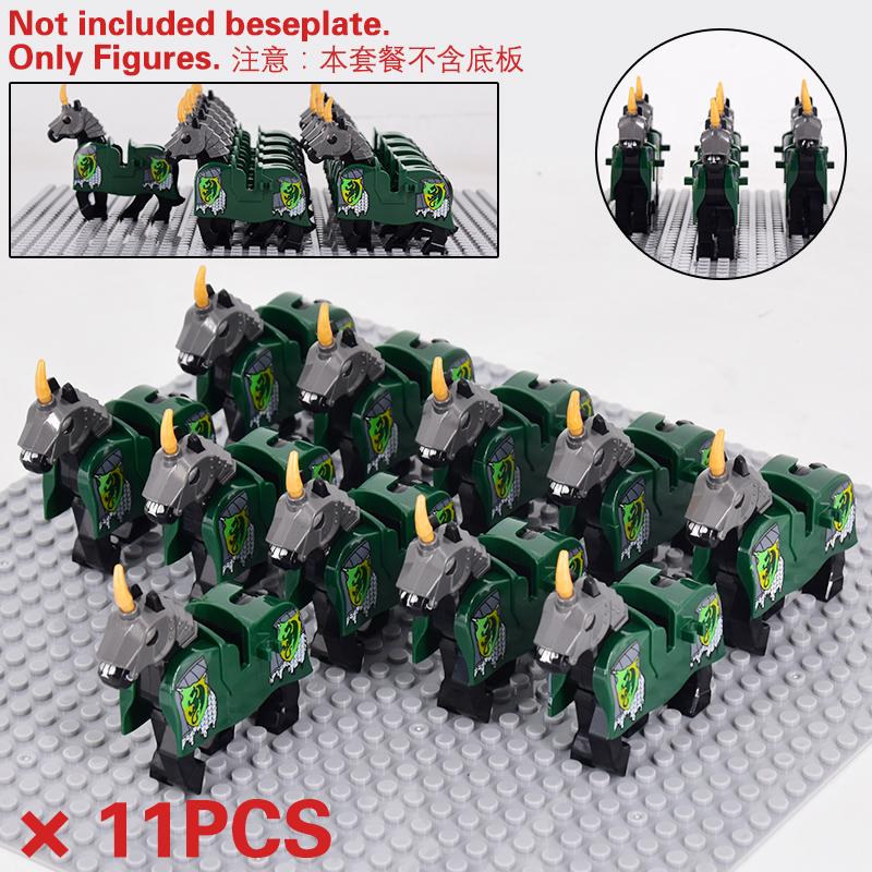 Средневековые военные наборы Фигурки кавалерии Боевой конь Животные Детали строительных блоков Рыцарское оружие Аксессуары Игрушки для детей подарки